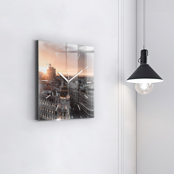 Square wall clock Cities at sunset