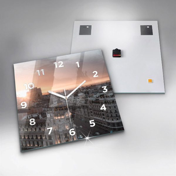 Square wall clock Cities at sunset