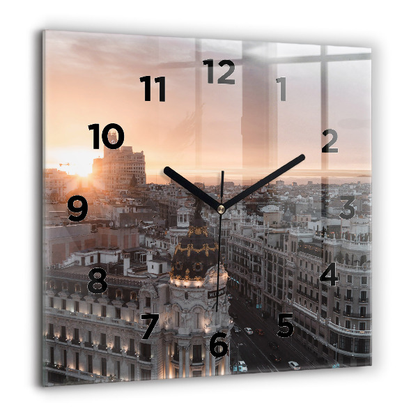 Square wall clock Cities at sunset