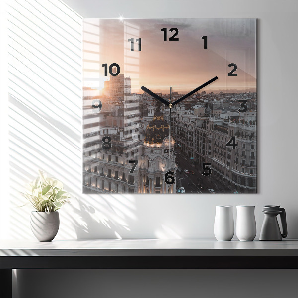 Square wall clock Cities at sunset