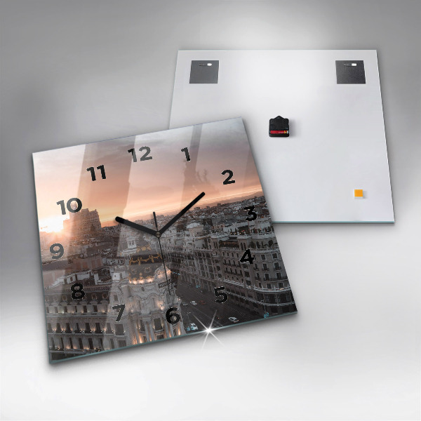 Square wall clock Cities at sunset
