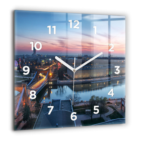 Square wall clock Wroclaw from a drone