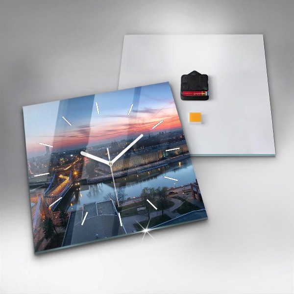 Square wall clock Wroclaw from a drone