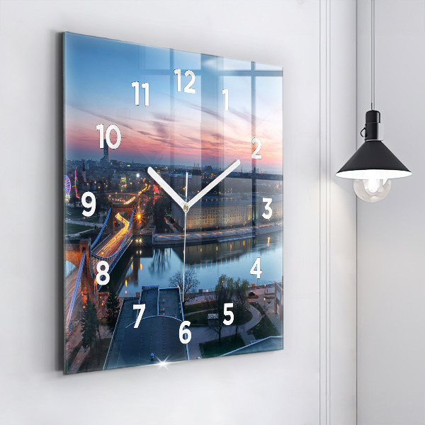 Square wall clock Wroclaw from a drone