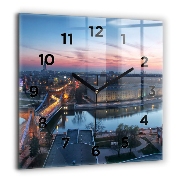 Square wall clock Wroclaw from a drone