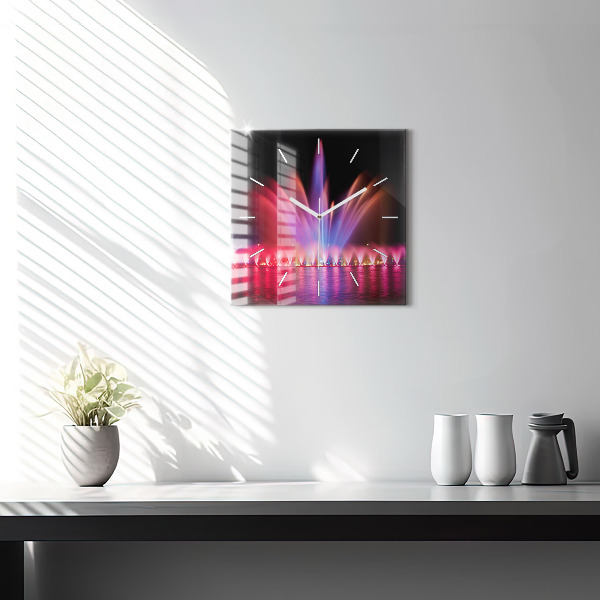 Square wall clock Wroclaw Fountain at Night