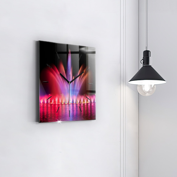 Square wall clock Wroclaw Fountain at Night