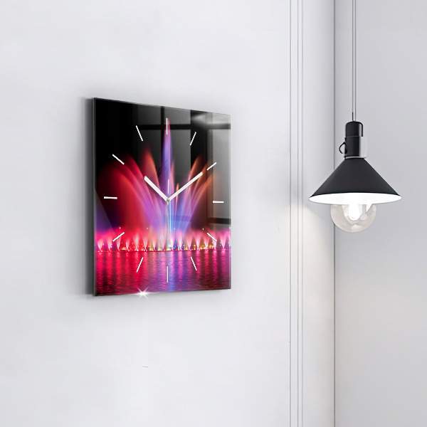 Square wall clock Wroclaw Fountain at Night