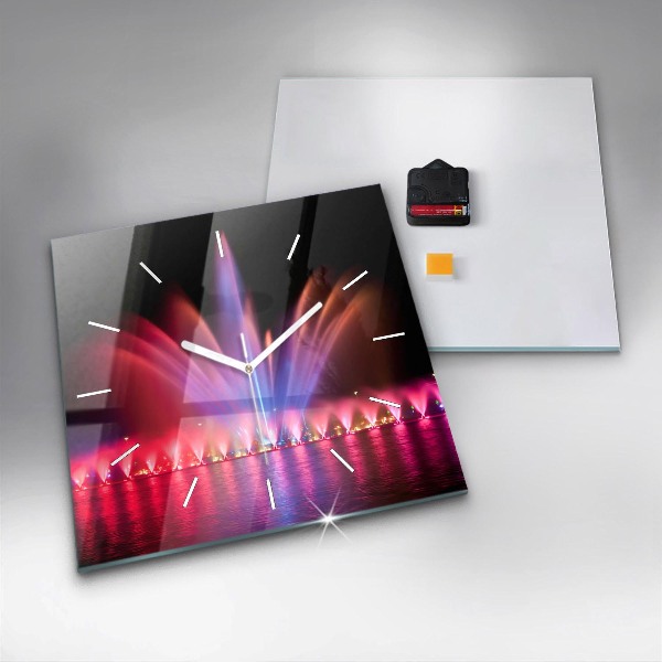 Square wall clock Wroclaw Fountain at Night