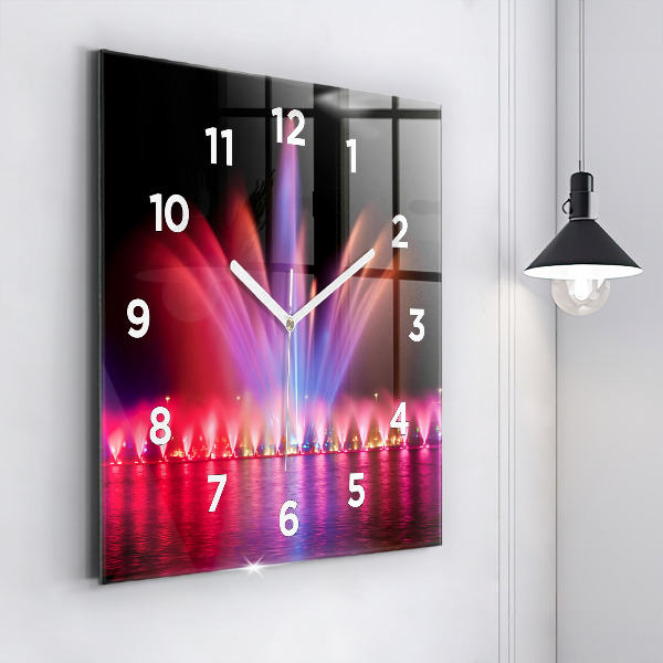 Square wall clock Wroclaw Fountain at Night