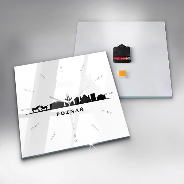 Square wall clock Poznan panorama graphics