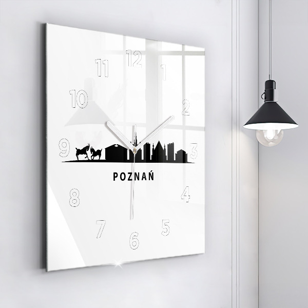 Square wall clock Poznan panorama graphics