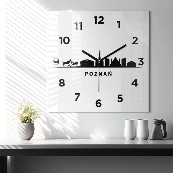 Square wall clock Poznan panorama graphics