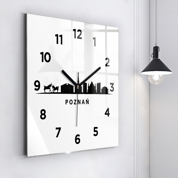 Square wall clock Poznan panorama graphics