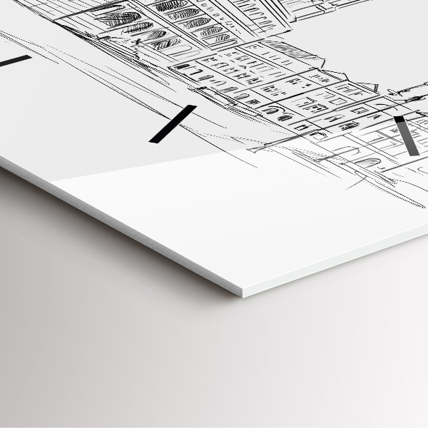 Square wall clock Sketch of the old town of Poznań