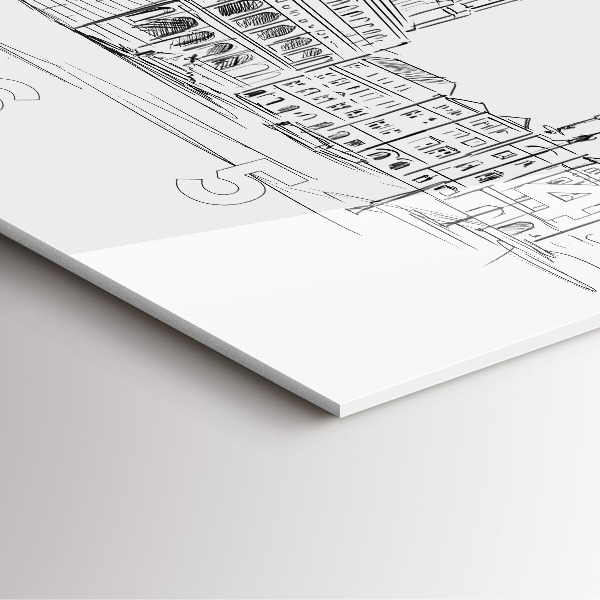 Square wall clock Sketch of the old town of Poznań