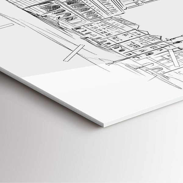 Square wall clock Sketch of the old town of Poznań