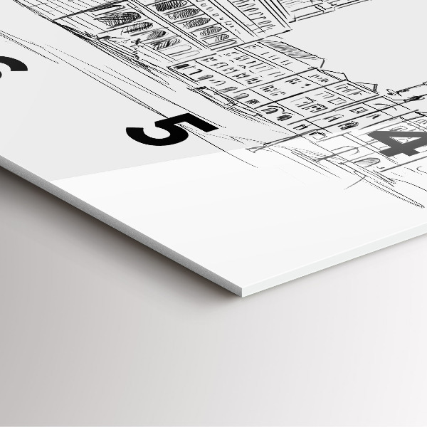 Square wall clock Sketch of the old town of Poznań