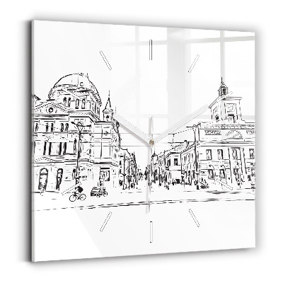 Square wall clock Illustration of the city of Poznań