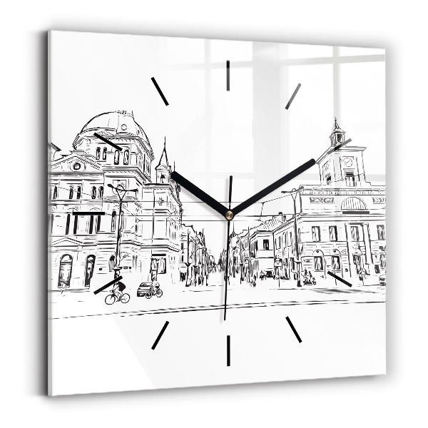 Square wall clock Illustration of the city of Poznań