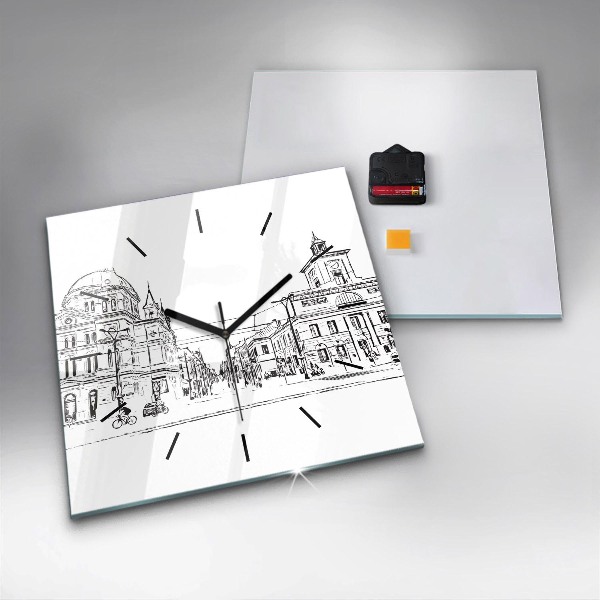 Square wall clock Illustration of the city of Poznań