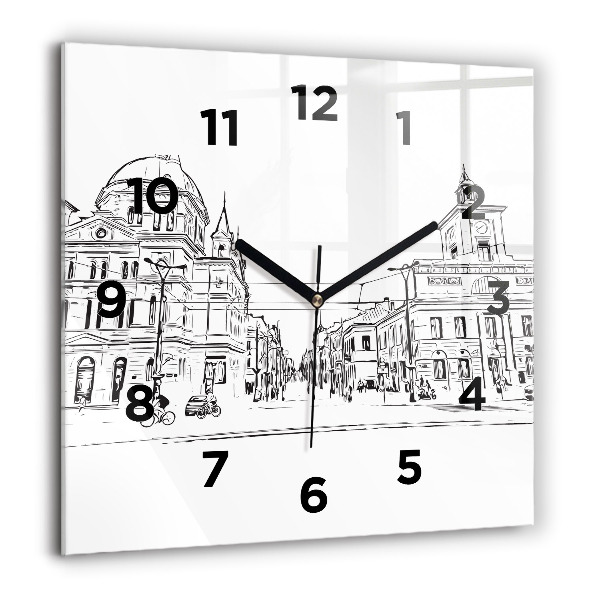 Square wall clock Illustration of the city of Poznań