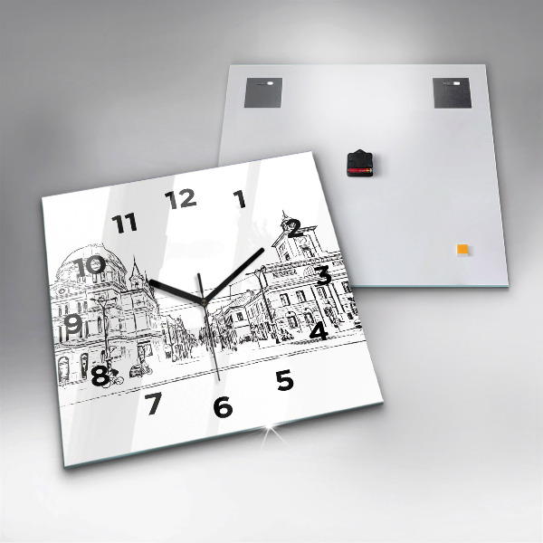 Square wall clock Illustration of the city of Poznań