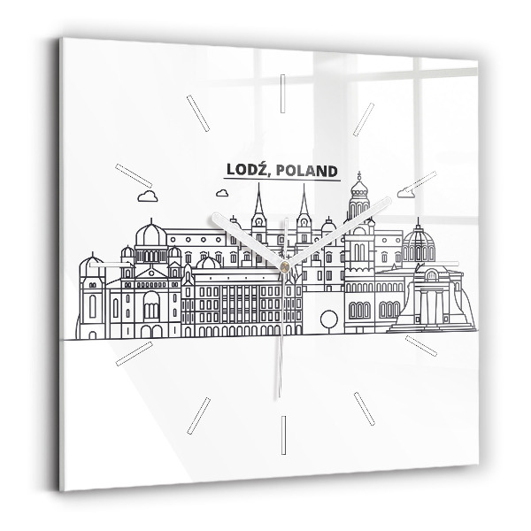 Square wall clock Lodz architecture panorama