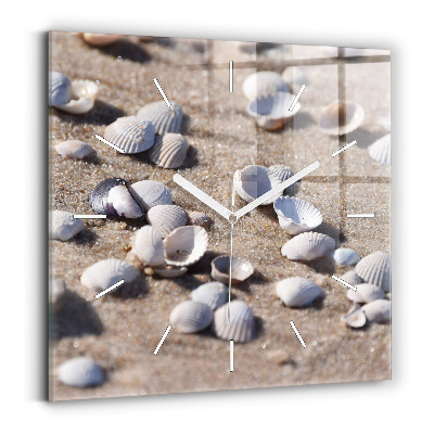 Square wall clock Seashells on the beach
