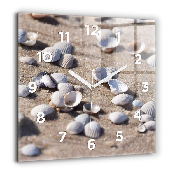 Square wall clock Seashells on the beach