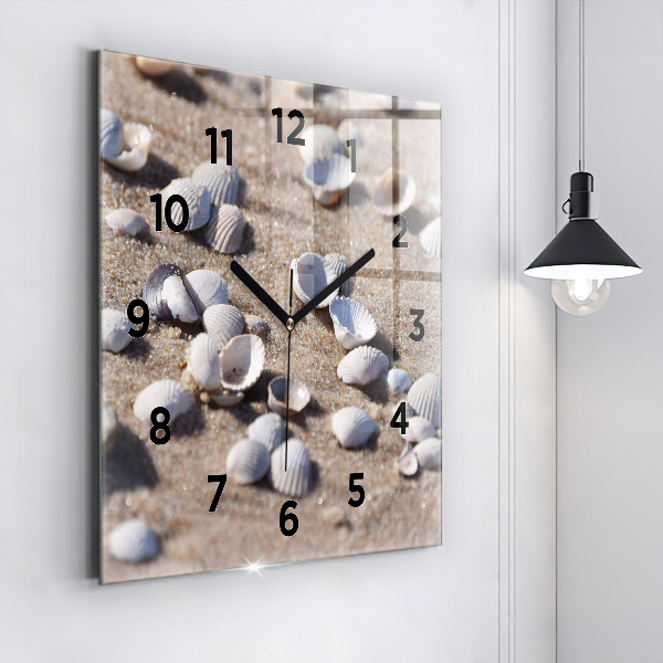 Square wall clock Seashells on the beach