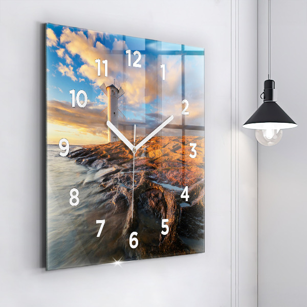 Square wall clock The Lighthouse and the Baltic Sea