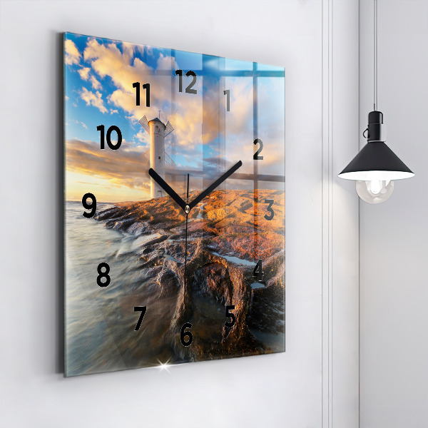 Square wall clock The Lighthouse and the Baltic Sea