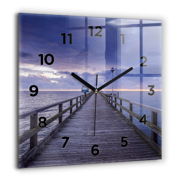 Square wall clock Pier on the Baltic Sea