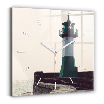 Square wall clock The lighthouse and the sea