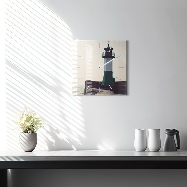 Square wall clock The lighthouse and the sea
