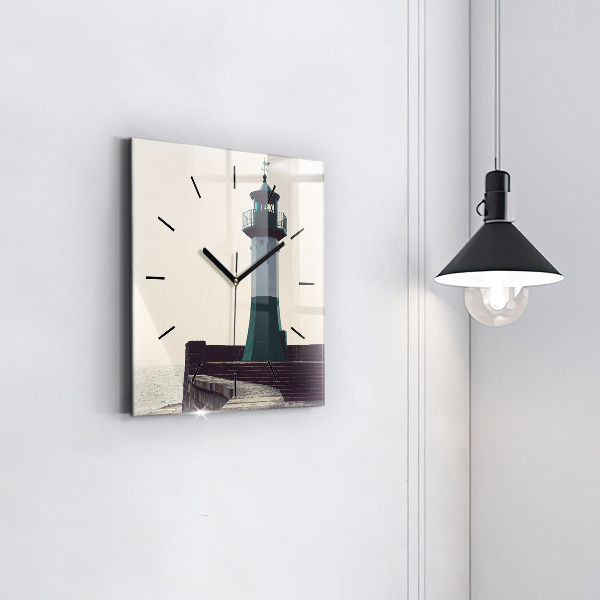 Square wall clock The lighthouse and the sea