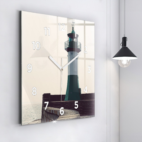 Square wall clock The lighthouse and the sea