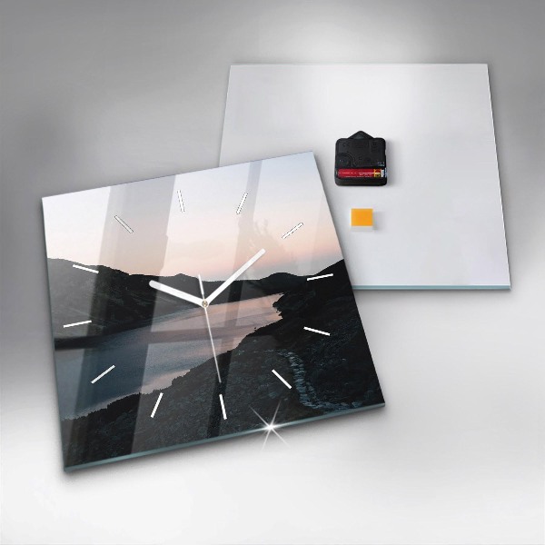 Square wall clock Lake and mountains