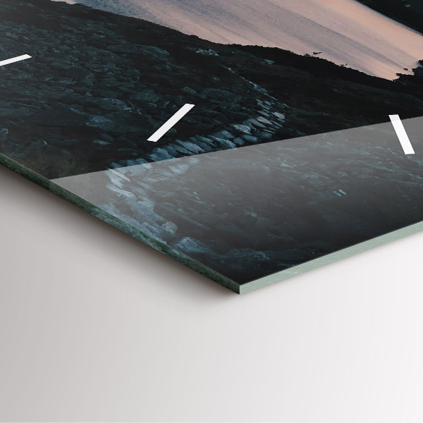 Square wall clock Lake and mountains