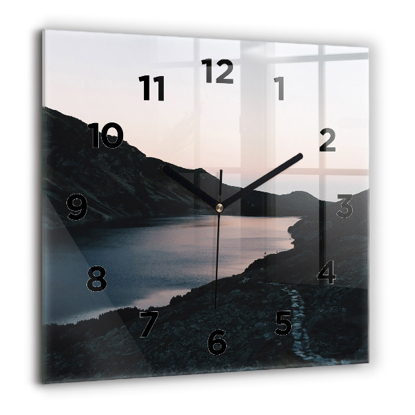 Square wall clock Lake and mountains