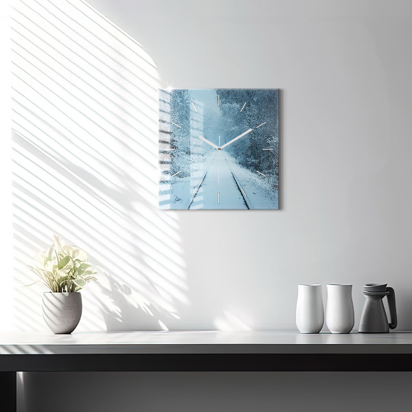 Square wall clock Deer on the tracks