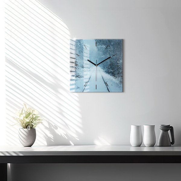 Square wall clock Deer on the tracks