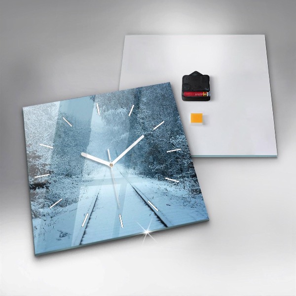 Square wall clock Deer on the tracks