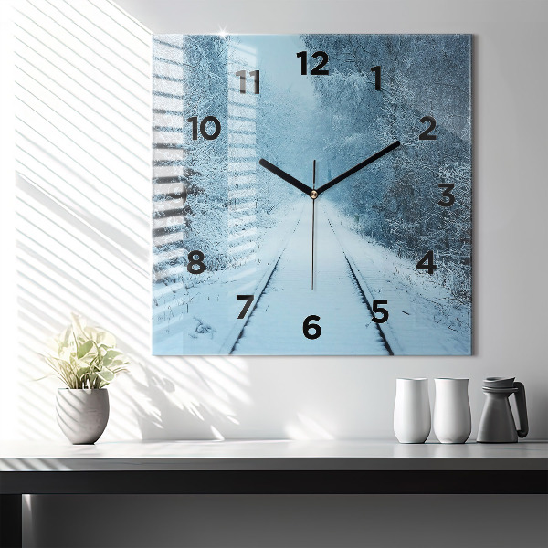 Square wall clock Deer on the tracks