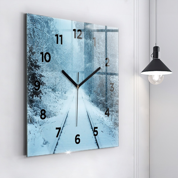 Square wall clock Deer on the tracks