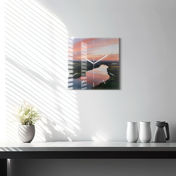 Square wall clock Lake view