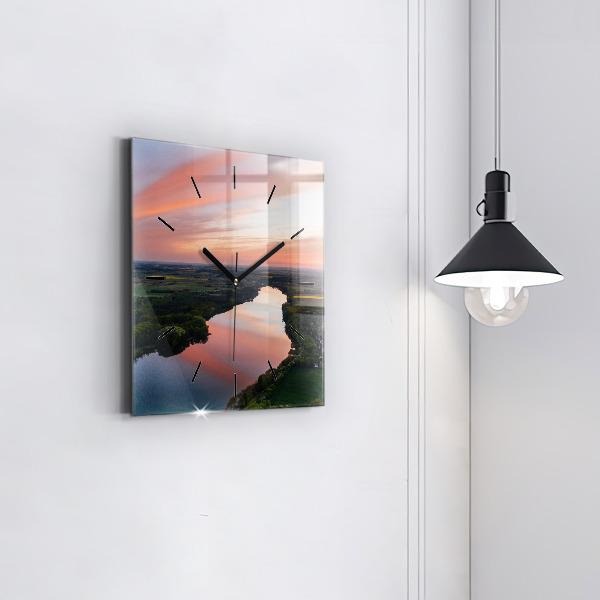 Square wall clock Lake view