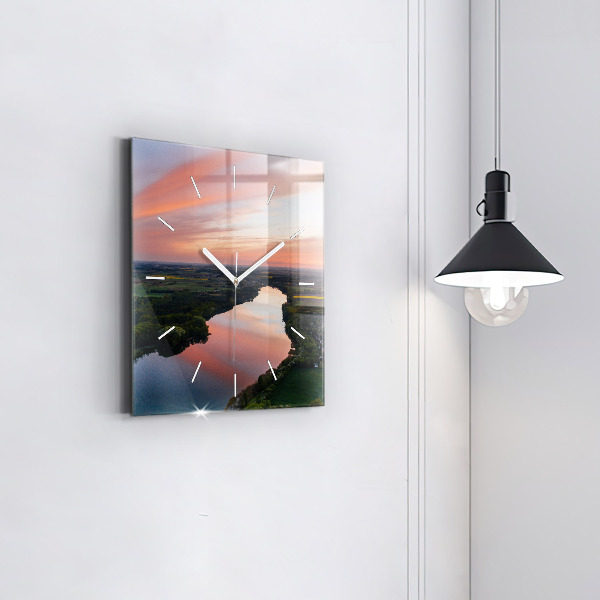 Square wall clock Lake view