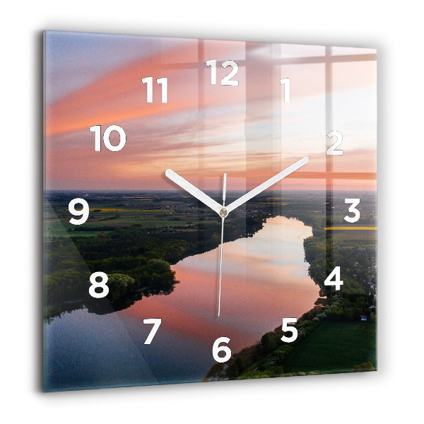 Square wall clock Lake view